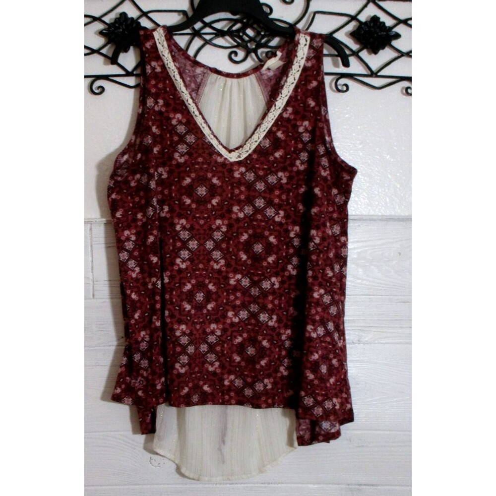 Tre Self Women's Top Size L Sleeveless Multicolored Floral V Neck